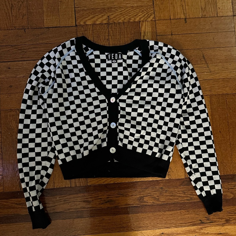 Veda checkerboard cardigan